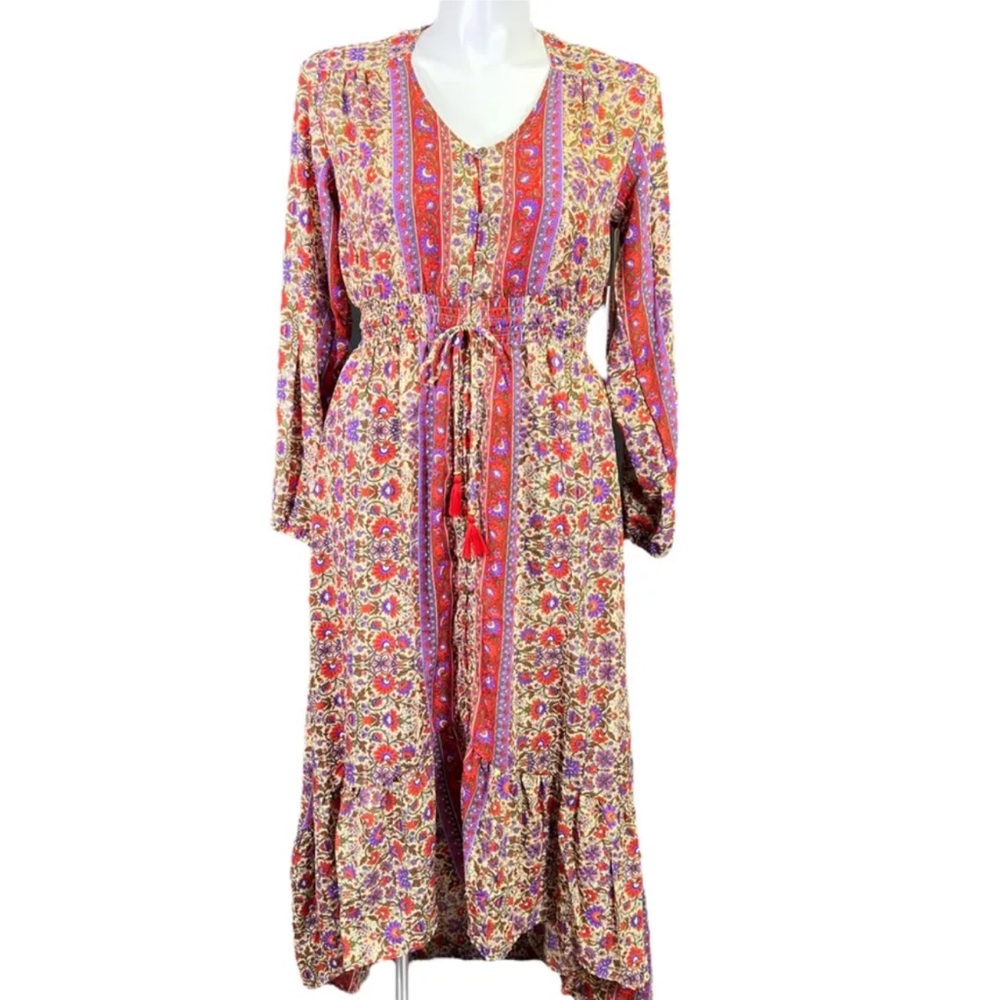Revolve Boemo Women's Smocked High Low Button Down Peasant Dress